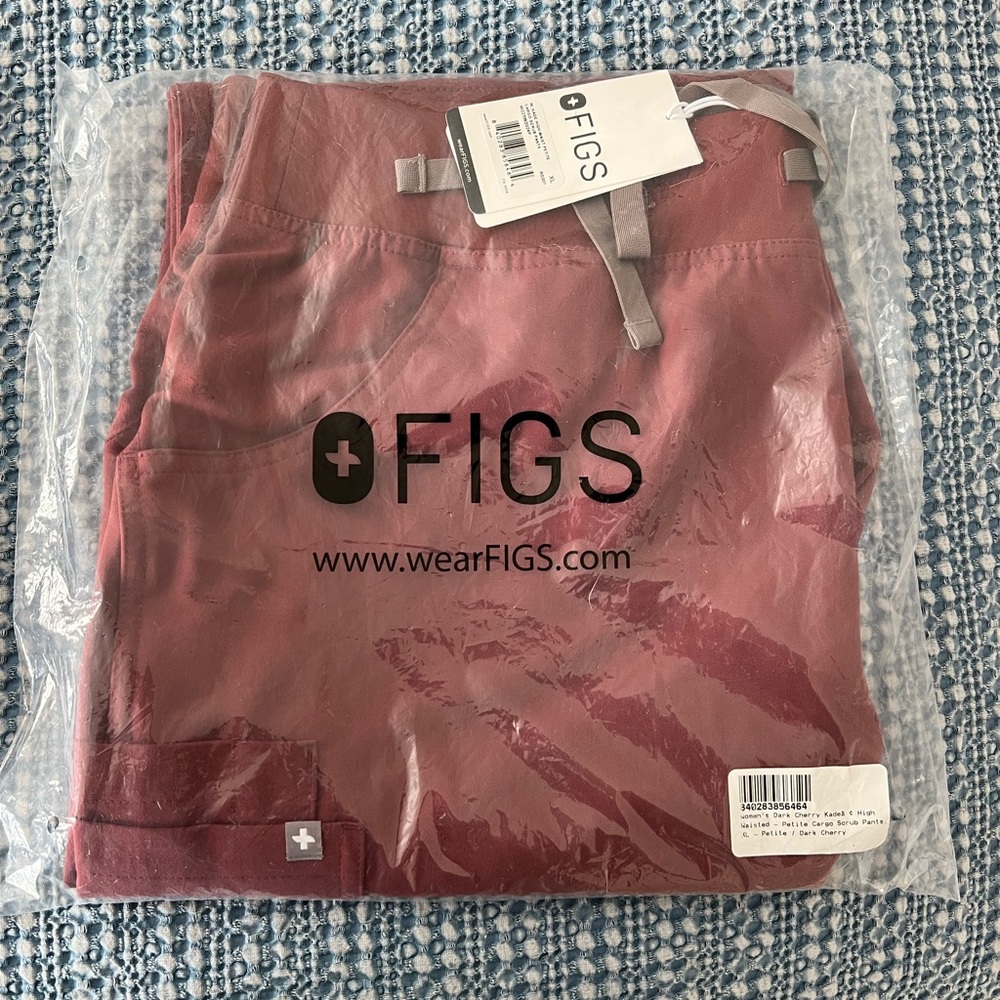 High Waisted Kade Cargo Scrub Pants in Dark Cherry from Figs